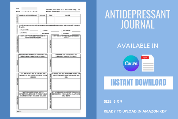 Antidepressant Journal - KDP Interior: A Practical Tool for Low-Content Publishing