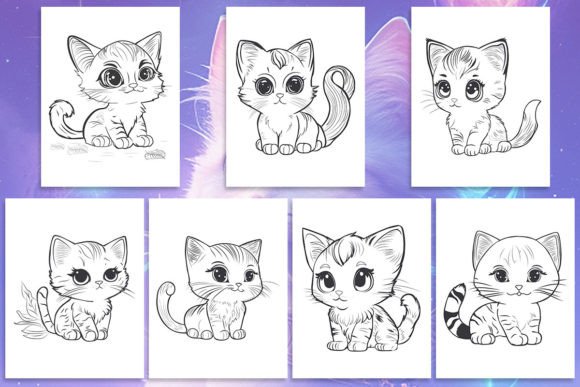 Cute Cat Coloring Pages for Creative and Commercial Use
